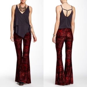 NWT Free People Velvet Flare Leggings Eggplant M
